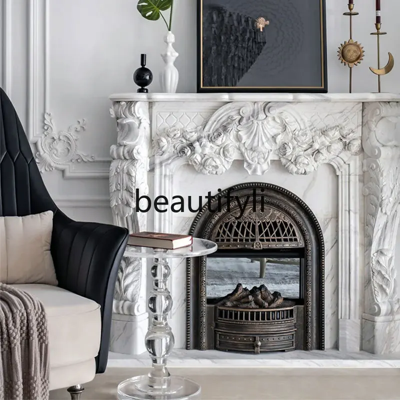 

Marble white marble jazz white European French carved mantel stone carving, stone decorative cabinet