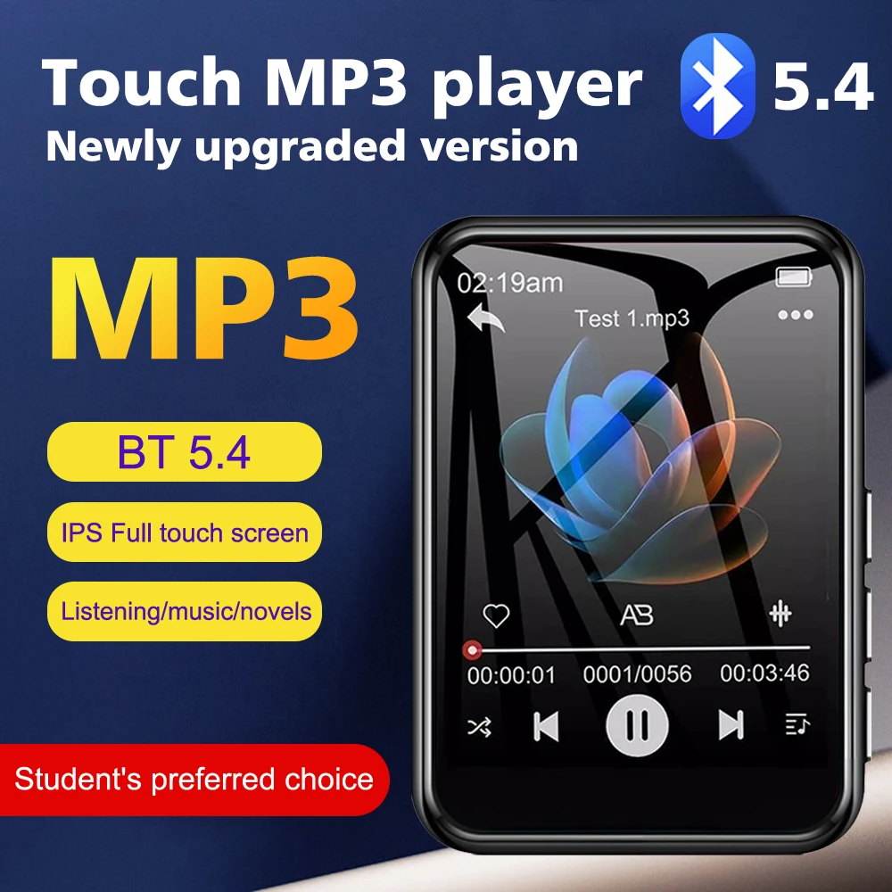 مشغل MP3 بشاشة لمس 2.4 بوصة مدمج 32 جيجابايت بلوتوث MP3 وكمان توسيع الذاكرة تسجيل الصوت مشغل موسيقى تشغيل الفيديو
