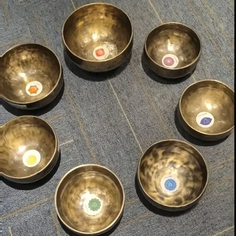 Handmade Buddhist sound bowl 7 sound bowl copper ornament full set collection