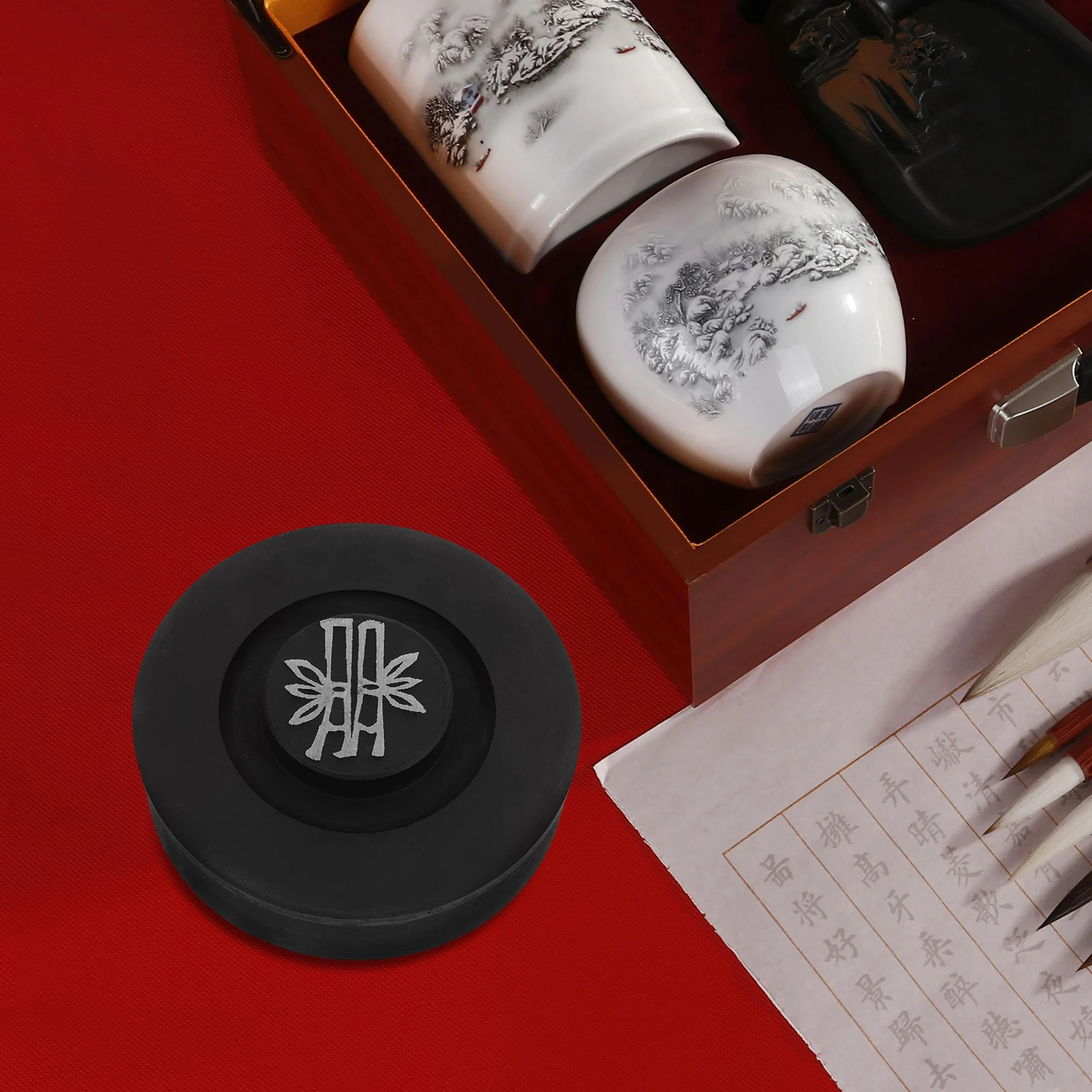 

Calligraphy Inkstone Chinese Supply Holder with Lid Piggy Grinding Inkslab Daily Use Primary School