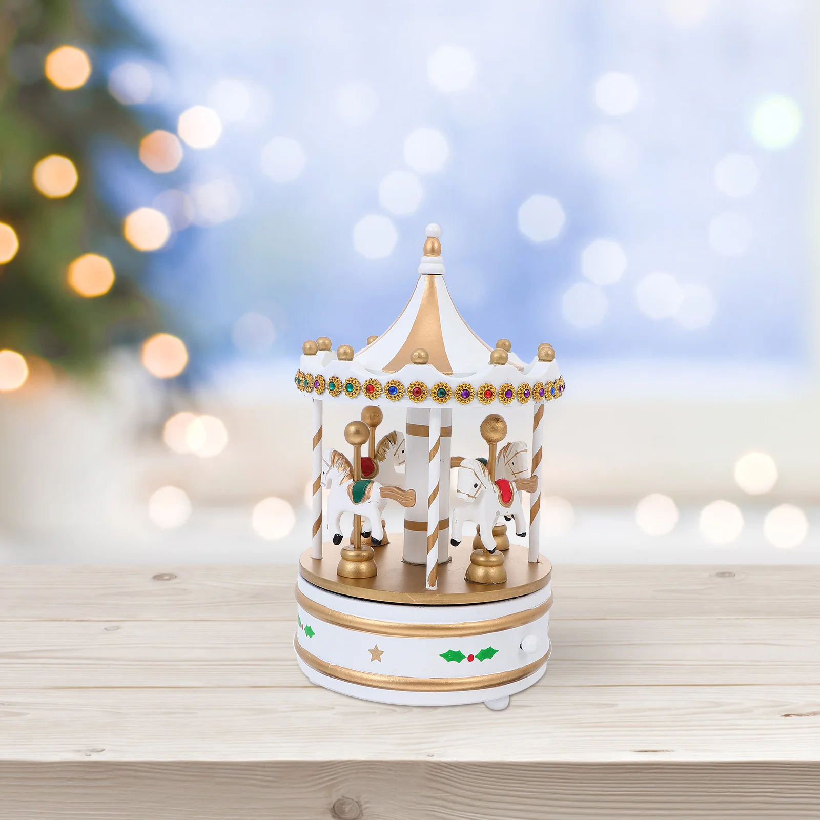 

1Pcs Carousel Music Box Wooden Desktop Decor Exquisite Craft Romantic Gift Holiday Wedding Christmas Music Box
