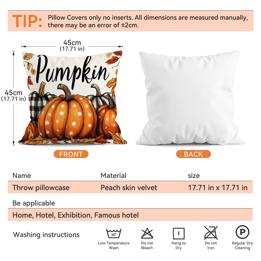 

Pumpkin Maple Leaf Cushion Pillowcase Printed Polyester 45x45cm Throw Pillowcover Decorative Sofa Cushion Pillowslip Home Decor