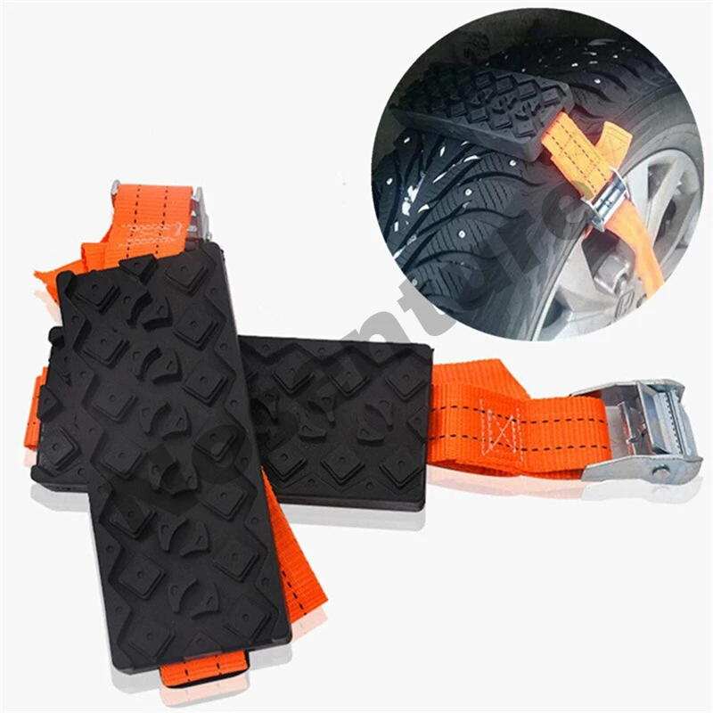 Tire Traction Device for Cars & Small SUVs Set of 2 Anti Skid Emergency Tire Straps Get Unstuck from Snow Mud Sand Traction Mat