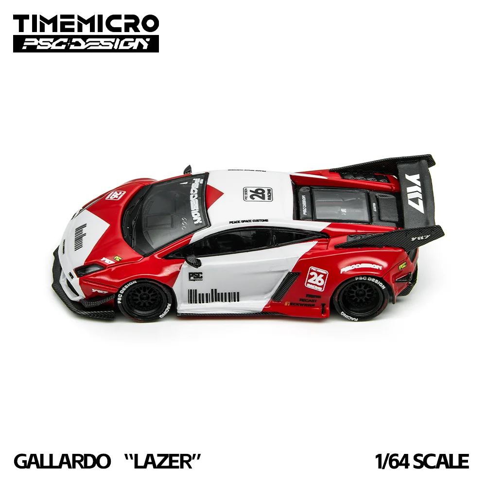 *Pre-sale*TimeMicro 1:64 Gallardo Red White Alloy Car Model Mini Diecast Vehicle For Diorama Collection