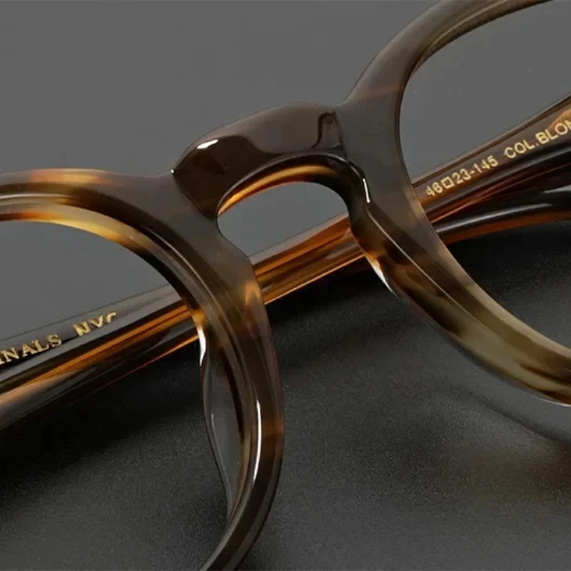 Tortoiseshell Solid Color Fashion Acetate Round High Quality Handcrafted Optical Frames for Women Myopia Reading Men's Frames