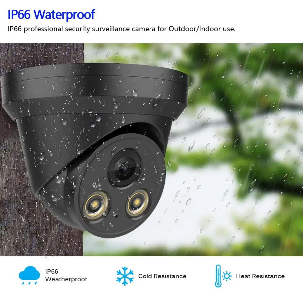 Cámara IP Ultra HD 4K de 8MP, videocámara de videovigilancia POE con detección de movimiento IR, visión nocturna a Color, impermeable, para exteriores