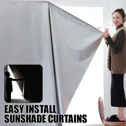 Easy Install Blackout Cloth Self-Adhesive Sunshade Curtains 99% Shading Curtain Thermal Insulated Window Shade Blackout Curtain