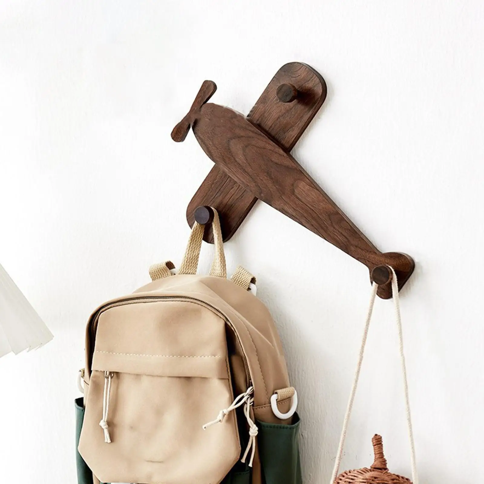 

Coat Rack Wall Mounted Airplane Shape Wood Wall Hooks for Jacket Bag Bedroom