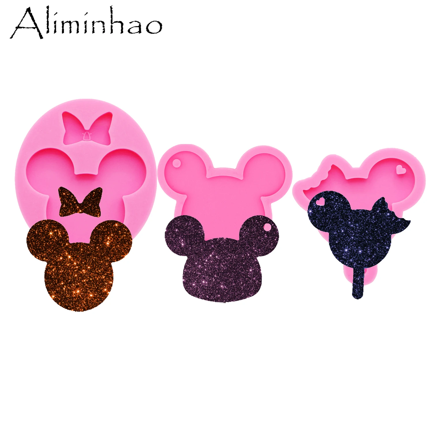 

DY0355 Shiny Mouse Hat and Hand Keychains Mould DIY Resin Epoxy Mold for Jewelry Pendant Tools for Keychains