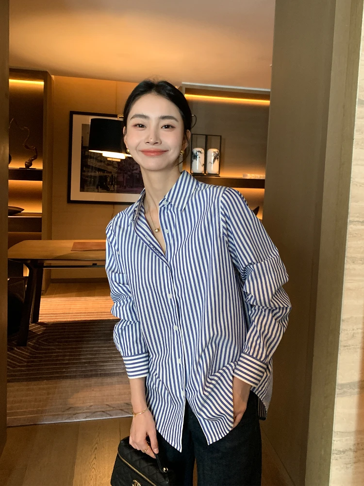 

Женская свободная блузка Maven Lin из смесового ацетата с вышивкой, базовая модель, весна-лето, повседневная, с длинным рукавом, на пуговицах