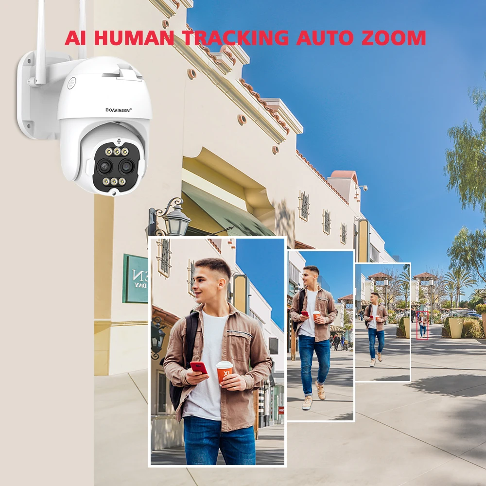 Imagem -03 - Câmera de Segurança Doméstica Inteligente 4k 8mp 2.8 mm 12 mm Lente Dupla Zoom 8x Ptz Wifi ip 2k 4mp Exterior Rastreamento Humano ai Áudio de Vias