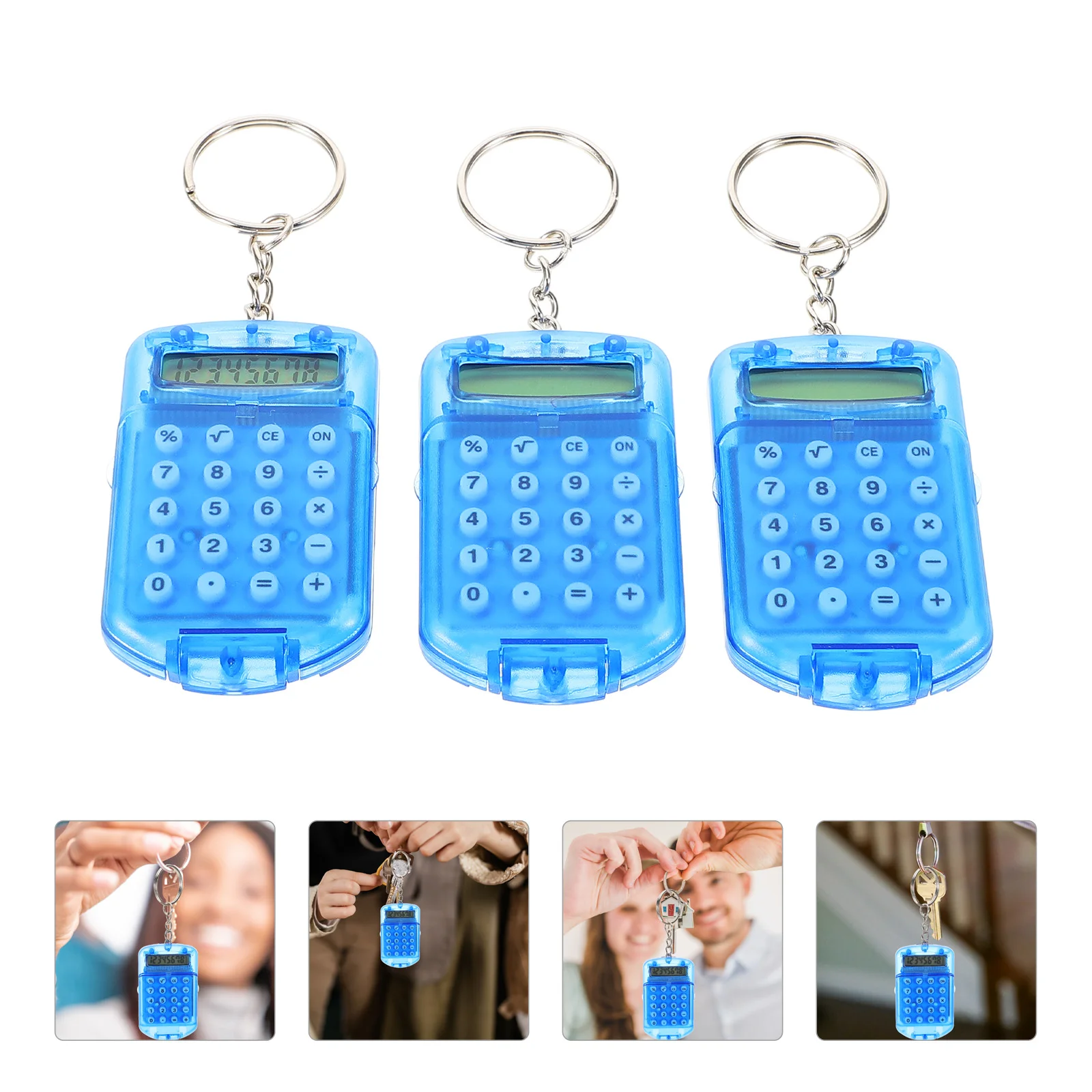 3 Pcs Mini Cartoon Student Keychain Calculator Portable Keychain Cute School Supplies Pocket Size Student Function