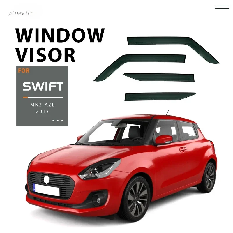 For SUZUKI Swift GL Accessories Weathershies Weathershields Wind Rain Guard Door Visor Vent Shades Ventvisor Bright Strip