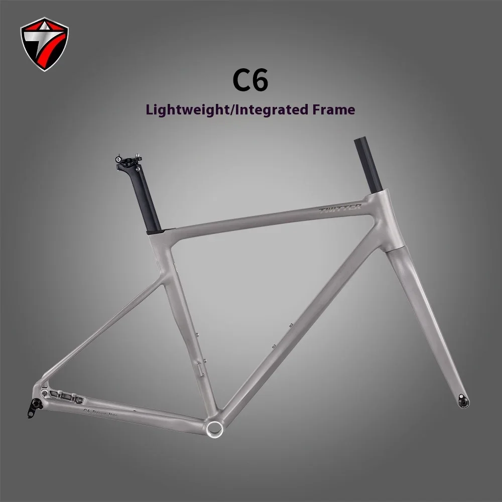 Zhuote C6 Comfortable Comprehensive Bicycle Frame Aluminum Alloy Road Bike Frame with Disc Brake Thru Axle Carbon Fiber Fork