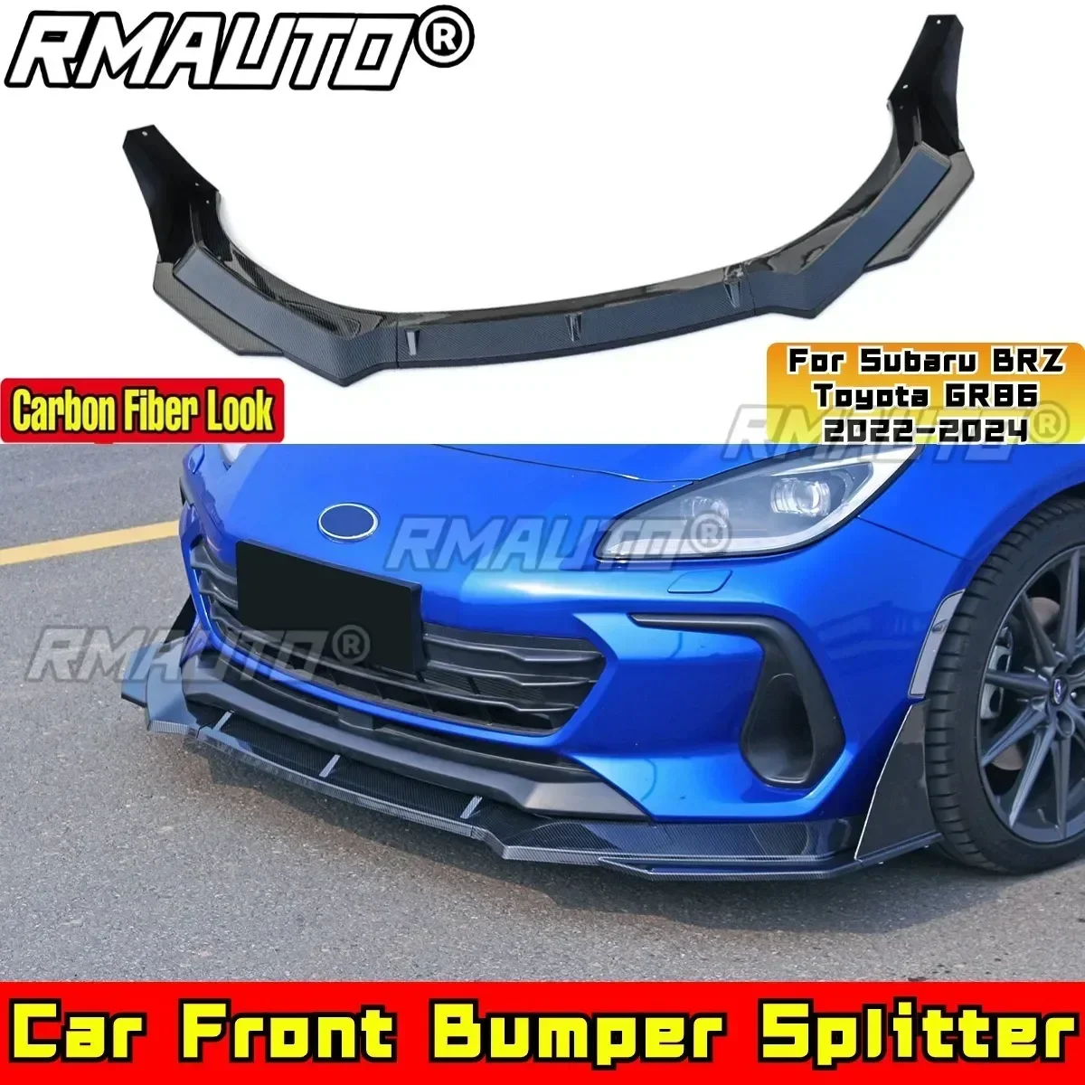 

For Subaru BRZ Toyota GR86 2022-2024 Body Kit Front Bumper Lip Carbon Fiber Look DC Style Front Bumper Diffuser Car Accessories