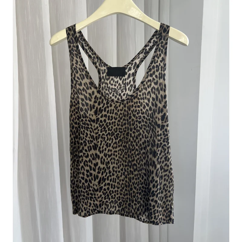 

Women Leopard Backless Vests Female Loose V-Neck Sleeveless Pullovers Zadig Women Vest Summer Tanks Casual Viscose Tops 2025