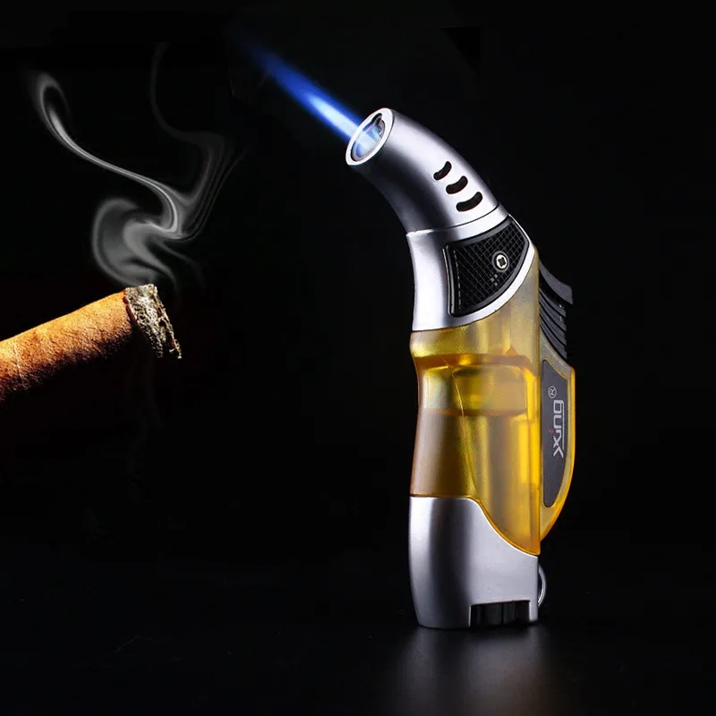 

New Spray Gun Single Direct Flush Windproof Inflatable Jet Lighter Visible Large Capacity Direct Flush Gas Lighter Cigar Lighter