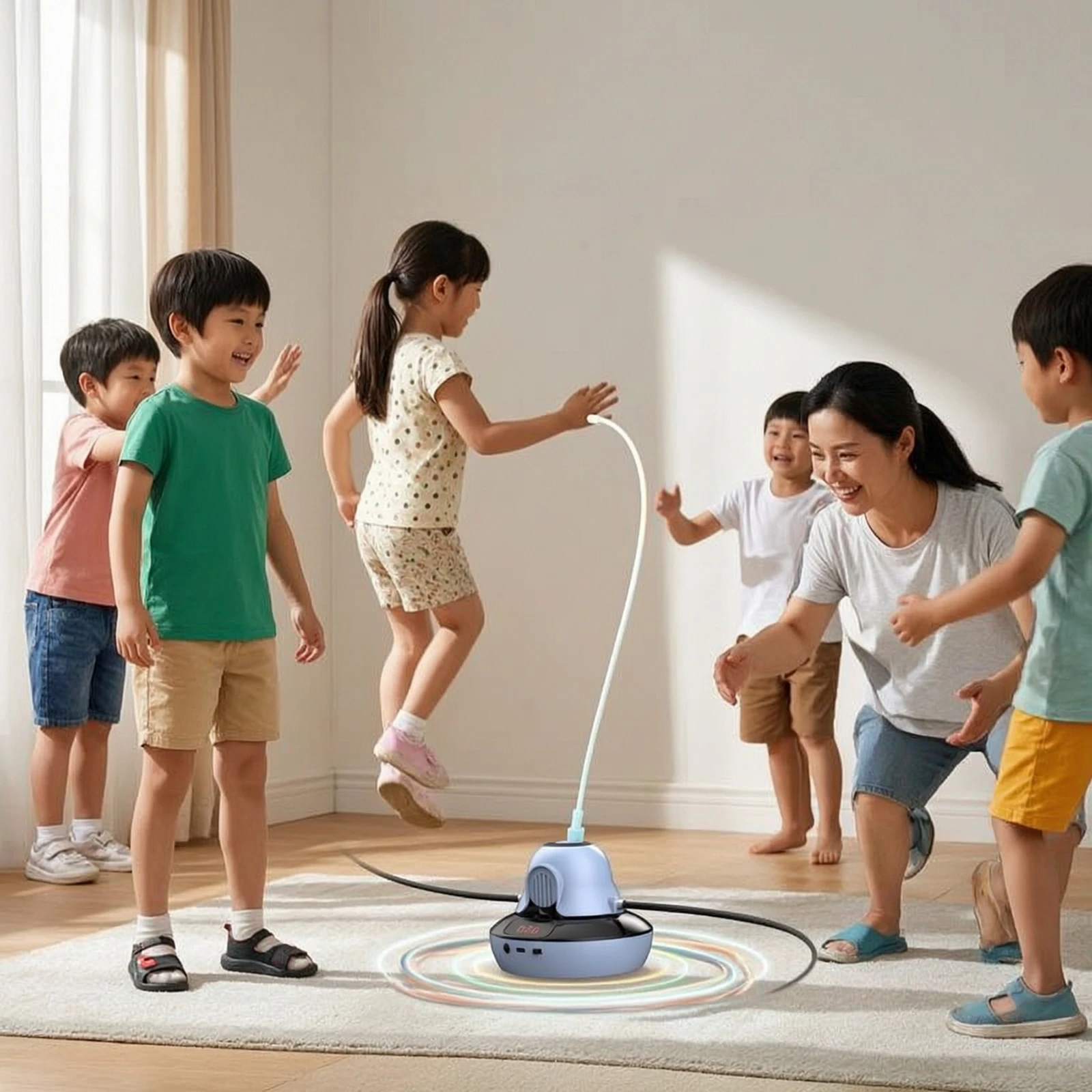 Automatic Jump Rope Machine Rechargeable Smart Skipping Machine with Controller Fitness Equipment Compact Long-Lasting