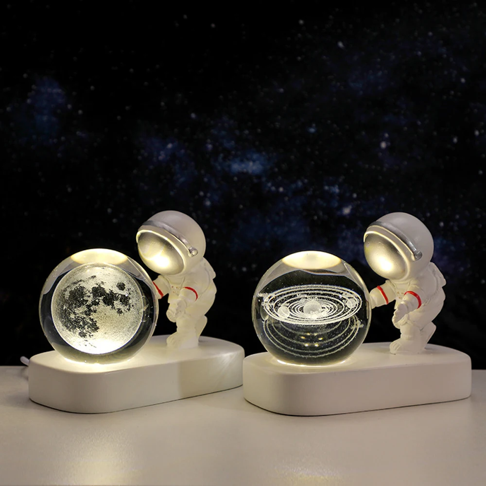 2024 Astronaut Starry Sky Crystal Ball 3D Night Light Desktop Night Light Decoration Atmosphere Light Decoration Birthday Gift