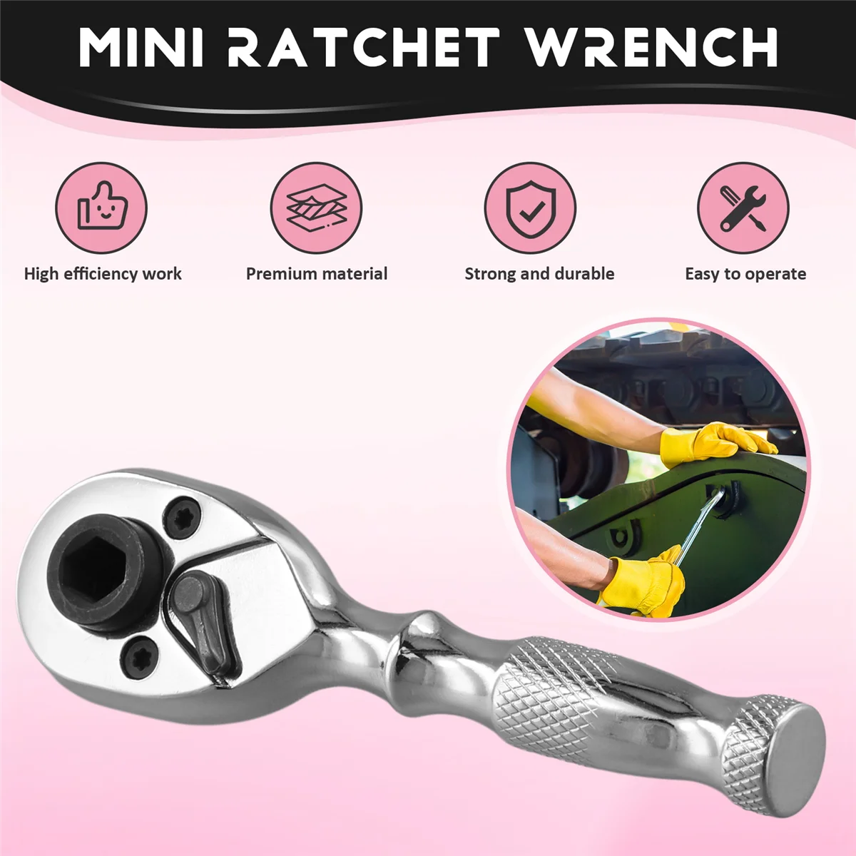 2 in 1 Mini Dual End Handle Ratchet Handle Drive Finger Ratchet Wrench Two Screwdriver Bits Repair Hand Tools