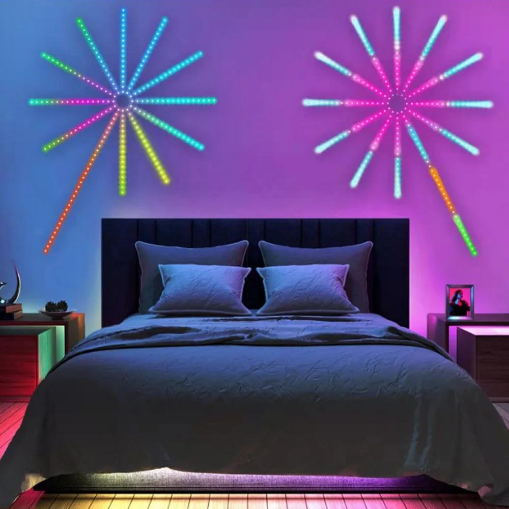 الألعاب النارية الذكية LED قطاع أضواء RGBIC بلوتوث التحكم عن بعد ضوء النيون ضوء الغلاف الجوي للمهرجانات أو الحفلات