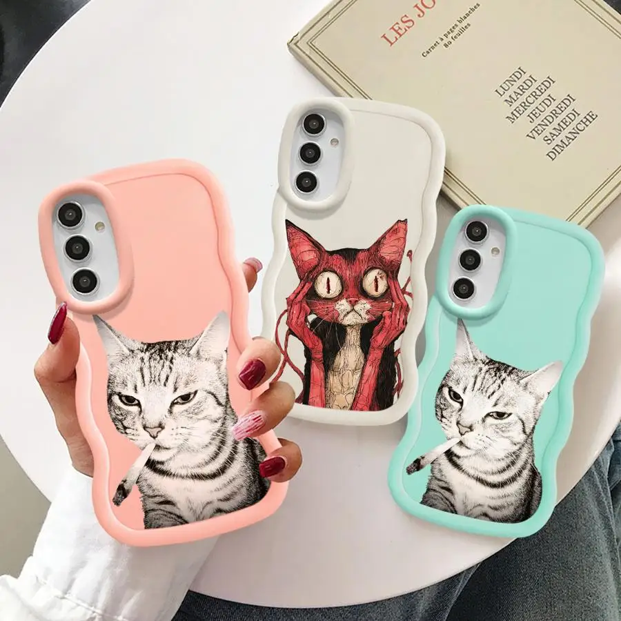 Custodia morbida per telefono per Samsung Galaxy A50 A51 A73 A20 A05 A30 A02s A06 A03 A52 A55 A04 Cool Cat