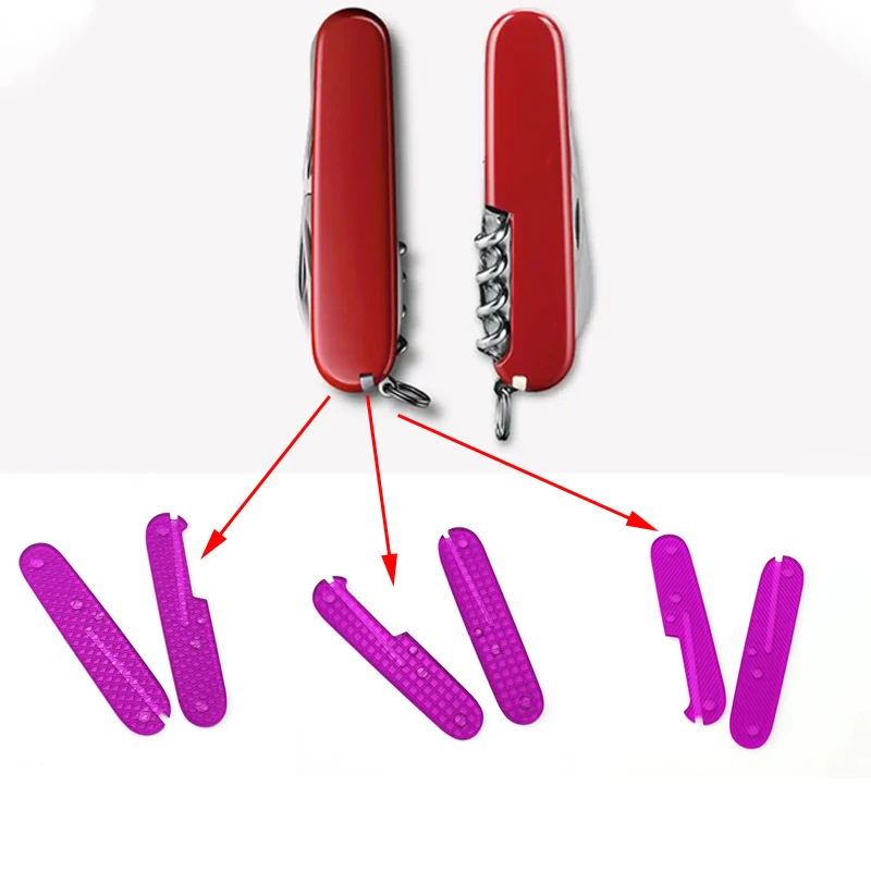 3 Patterns Purple Transparent Acrylic Knife Handle Scales For 91MM Victorinox Swiss Army Knives Replace Accessory