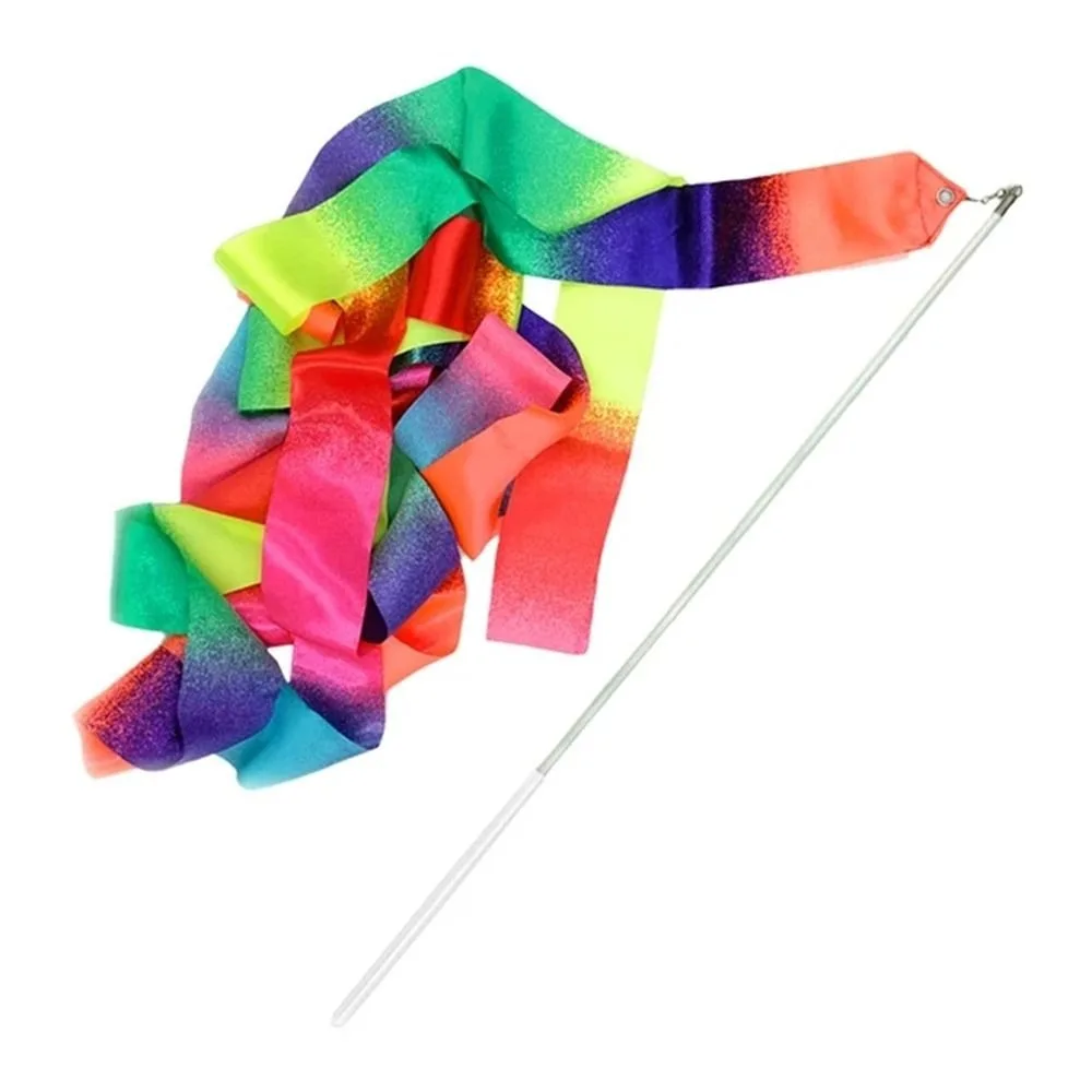 Twirling Rod Gymnastics Ribbons Gradient Colors Rhythmic Ballet Streamer 2m 4m Colorful Dance Ribbon Performance Props