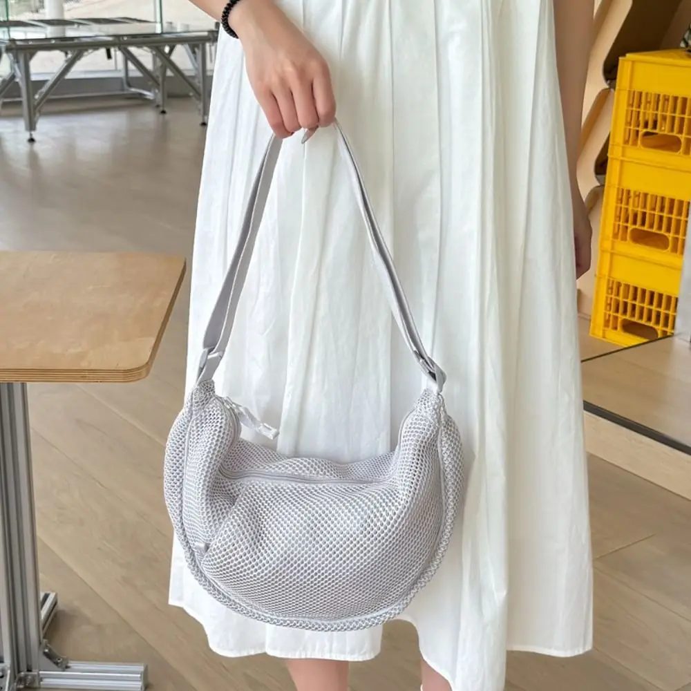 

Fashionable Korean Style Nylon Mesh Crossbody Bag Fashionable Handbag Dumpling Bag Adjustable Lightweight Shoulder Bag Girls