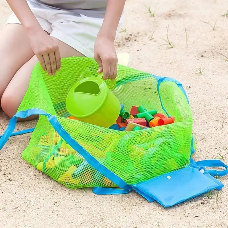 Bambini Sand Away Protable Mesh Bag giocattoli per bambini borse per la conservazione nuoto borsa da spiaggia grande per asciugamani borsa per il trucco cosmetico delle donne