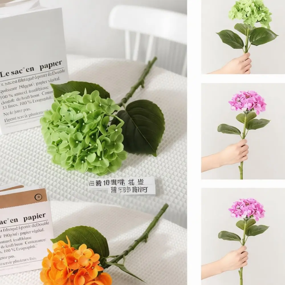 Beautiful Artificial Hydrangea Bouquet Silk Faux Flower Real Touch Plant Home Interior Desktop Decoration Table Floral Ornament
