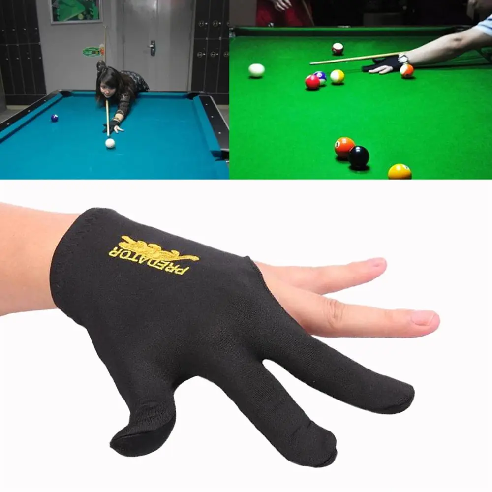 Billar Black Left Hand Snooker Lycra Fabrics Separate-finger Glove Three Finger Gloves Billiard Accessories