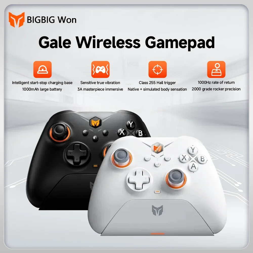 BIGBIG Won Gale Wireless Gamepad for Switch Gaming Controllers with Hall Effect Trigger Function Somatosensory Intelligent Start