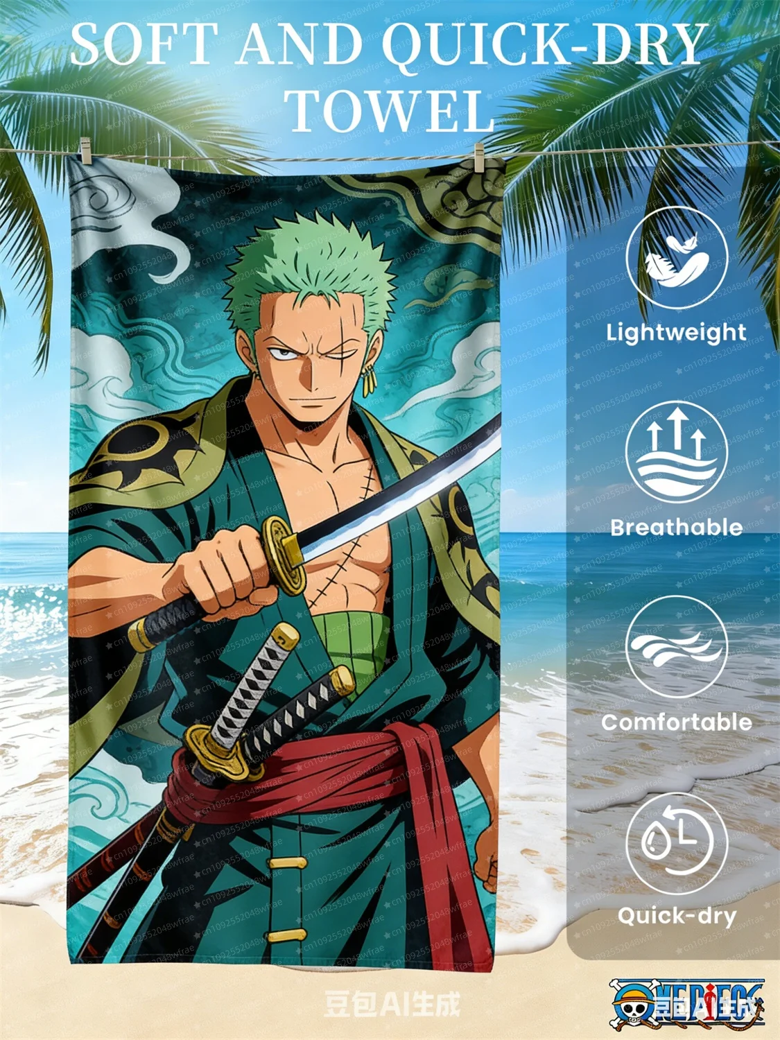 One Piece Luffy Beach Towels Anime Fans Exclusive Limited Edition Pirate themed Beach Swimming Pool and Bathroom Towels