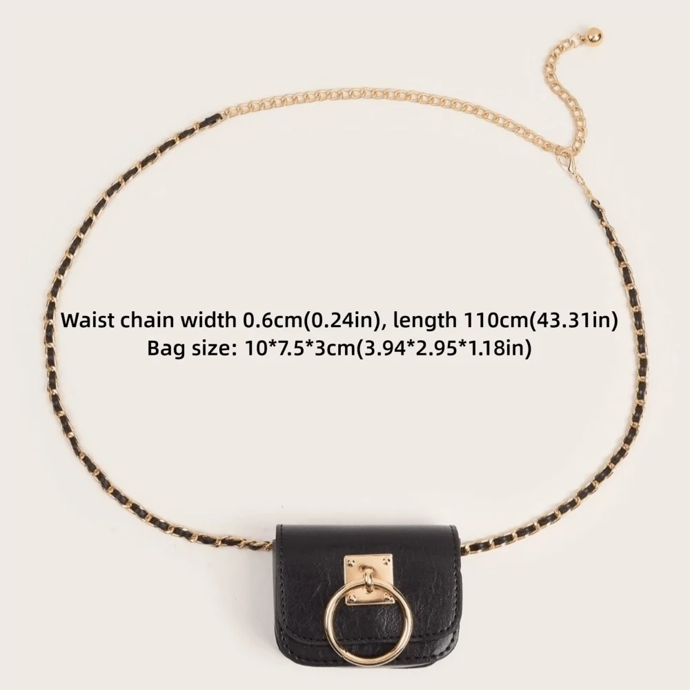 New Square Women Vintage Belt Bag PU Leather Travel Waist Purse Gothic Fanny Packs Y2K Style Dual-purpose Metal Buckle Belts