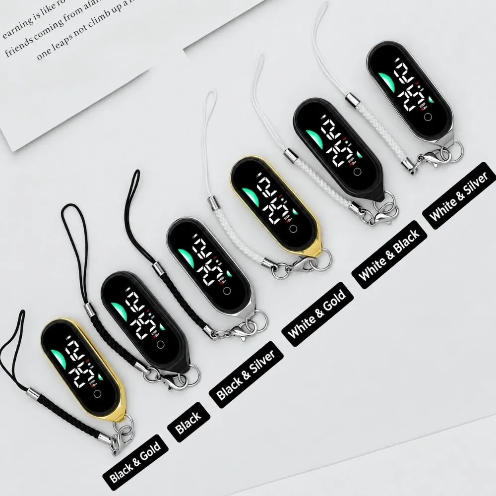 Silent Electronic Hanging Watch Luminous Waterproof School Clock Touch Screen Digital Display Pendant Keychain Watch Children