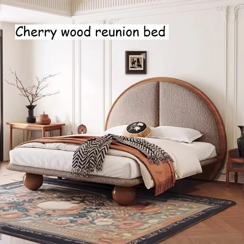 Cama Estética de 180x200cm con Mesita de Noche Pequeña, Organizador, Cama Moderna de Lujo para 2 Personas, Cabecera Completa, Juego de Muebles para Dormitorio