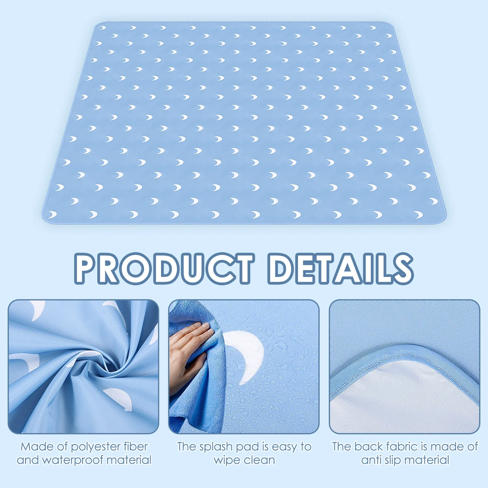 Estera de juego para bebé, 51 pulgadas, impermeable, silla alta para bebé, estera contra salpicaduras, estera antideslizante para interiores, estera para gatear para bebé, almohadilla de Picnic portátil multiusos