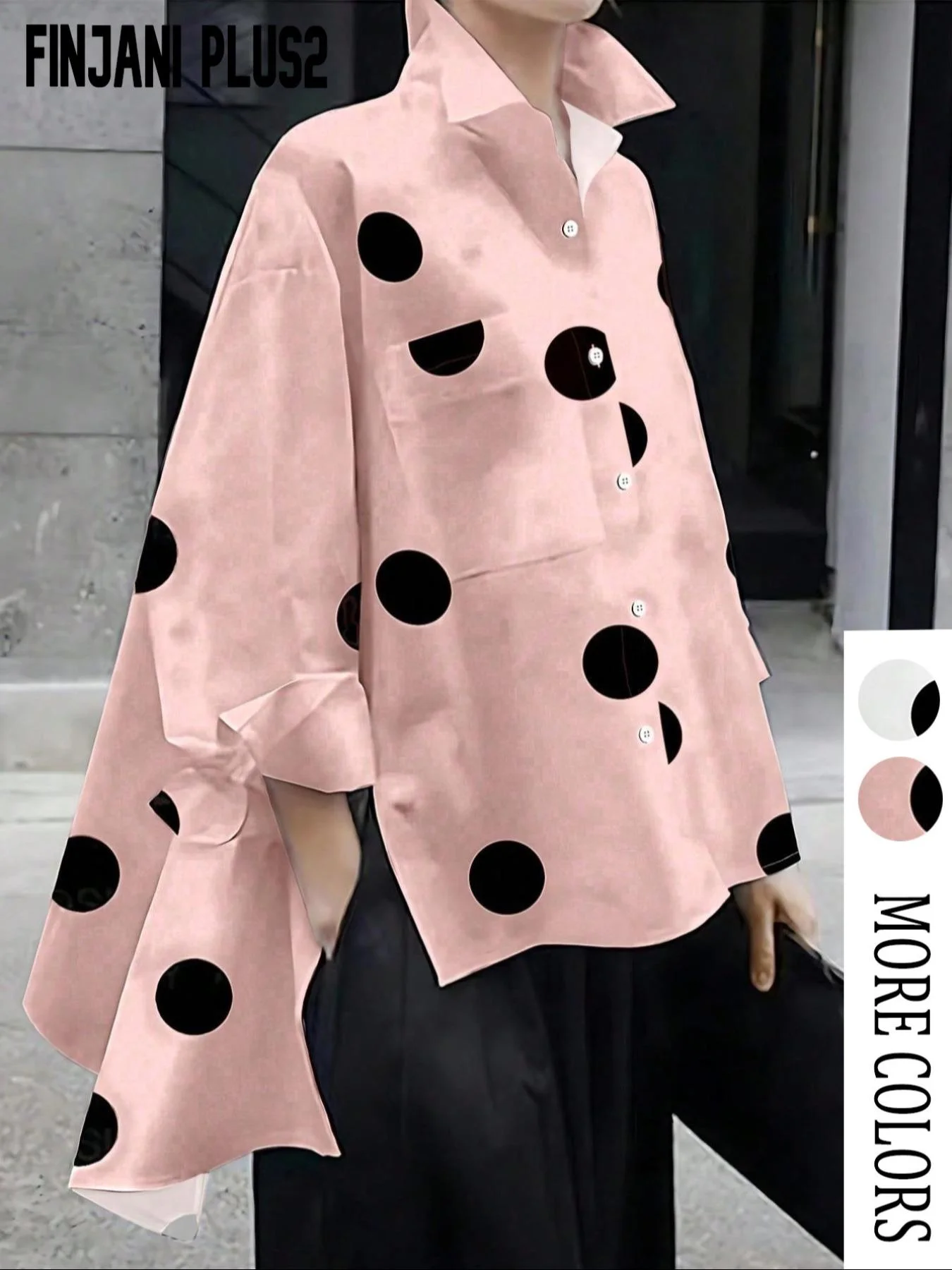 قميص نسائي بحاشية منحنية مطبوع عليه نقاط بولكا، بلوزة كاجوال بأكمام تشبه جناح الخفّاش وأزرار أمامية للصيف، بلوزة نسائية للارتداء اليومي