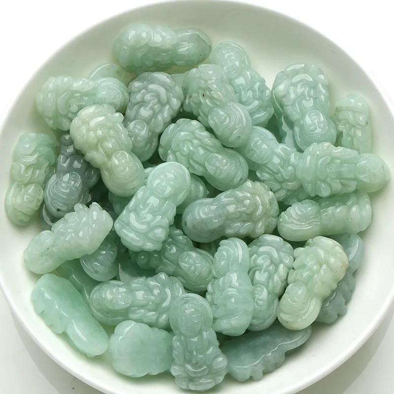 Myanmar Jadeite A Goods Guanyin Pendant, Ice Glutinous Seed Light Green Jadeite Small Guanyin Jade Pendant Wholesale