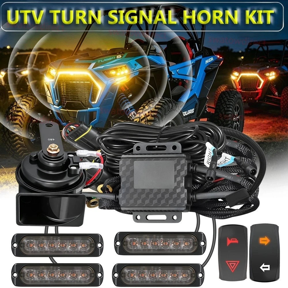 Universal UTV Turn Signal Street Legal Horn Kit for Polaris Ranger, General, RZR Self-Canceling Turn Signal Kit Plug and Play