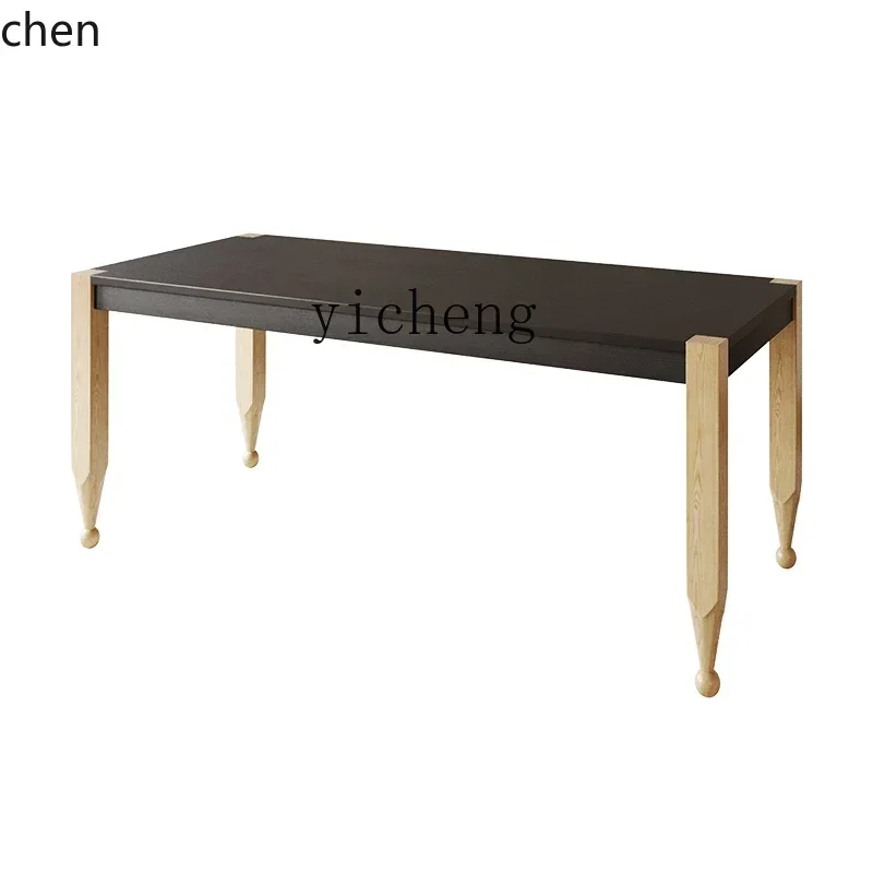 HXL all solid wood dining table dining table household medieval rectangular table ash wood pencil