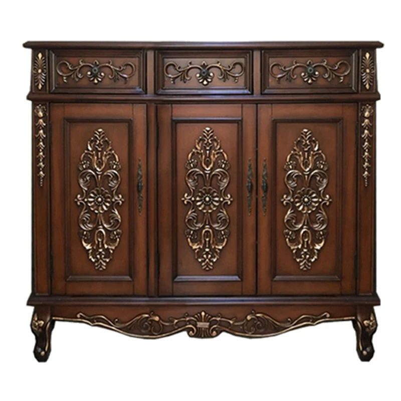 

European oak door shoe cabinet, entrance entrance solid wood American aisle, large-capacity foyer locker