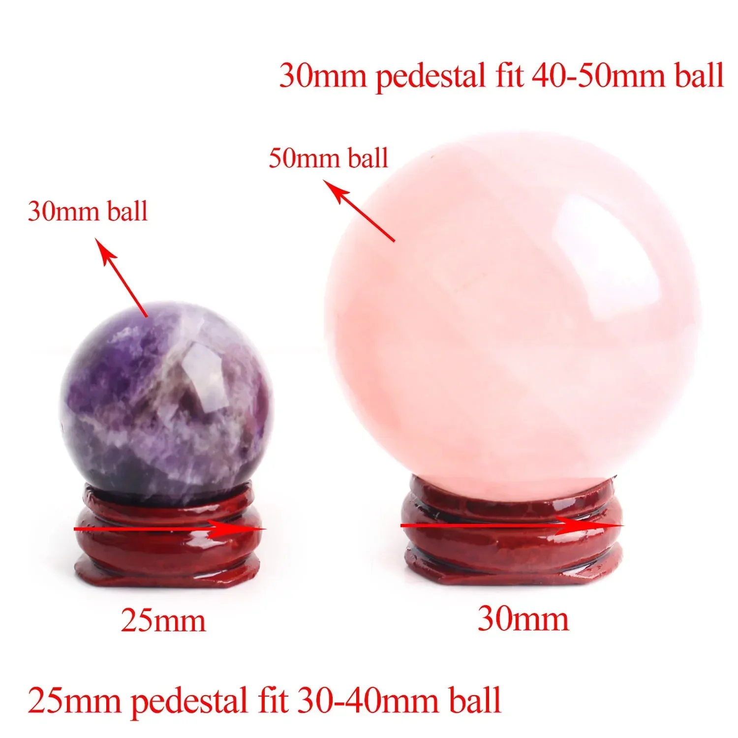 50/100/500pcs Natural Wood Craft Holder Stand Pedestal Base Foundation for Crystal Ball Sphere Support Globe Sphere Ball Egg Red