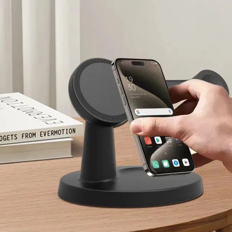 Wireless 3 In 1 Magnetic Charger Stand For Magsafe iPhone 17-12 Pro Max Apple Watch 9 8 AirPods Pro Fast Charging Station