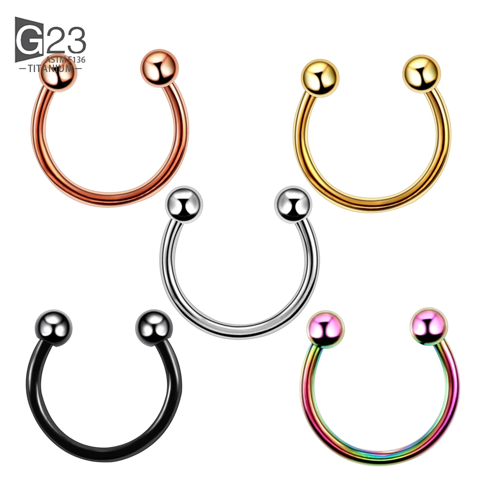 

10Pc Titanium Circular Barbell Horseshoe Ring Nose Hoop Ear Cartilage Tragus Piercing Labret Ring For Unisex Body Jewelry 16G