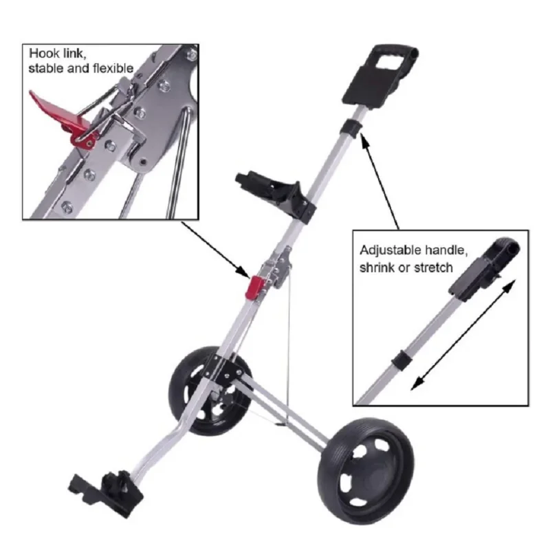 How True 2 Wheel Foldable Golf Push Cart Collapsible Golf Trolley Push Pull Golf Cart