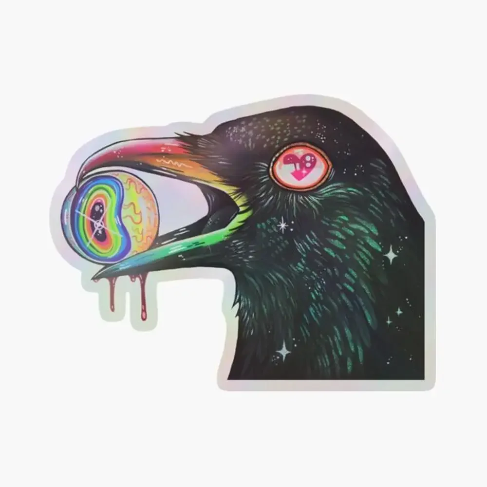 

Голографическая наклейка GlitterCrow для декора ноутбука, спальни, автомобиля, милый мультяшный арт, модный общественный чемодан