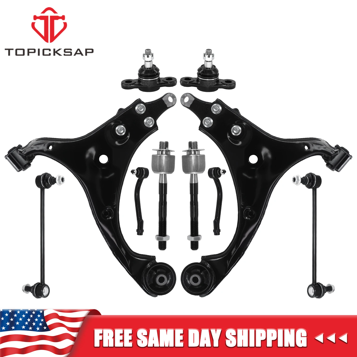 

TOPICKSAP 10PCS Front Lower Control Arm Sway Bar Link Tie Rod Ends Kit For 2010-2013 Kia Forte Koup FWD EPS 0E5678