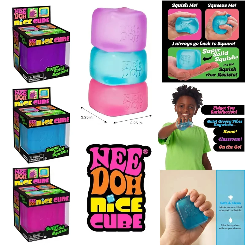 

{In Stock}*.*////Squishy Schylling Needoh Nice Cube Sensory Stress Reliever Fidget Tool Anti-Anxiety Relief Squeeze Kids Toy 말랑이